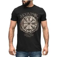 Neverless Print-Shirt Herren T-Shirt Vegvisir Runenkompass nordischer Kompass Wikinger mit Print