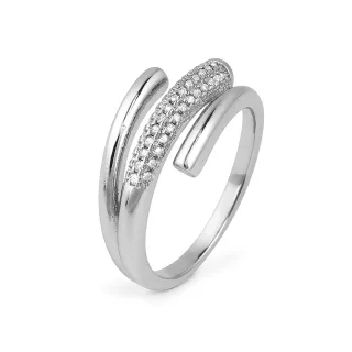 Luxenter Ring mit funkelnden Zirkonia-Steinen, rhodiniert – Jedrac