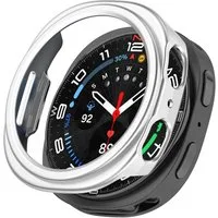 Wigento Smartwatch-Hülle Für Samsung Galaxy Watch 8 44mm Design Kunststoff Schutz Hülle Silber, Halbseitiger Kunststoff-Schutz, leicht und langlebig