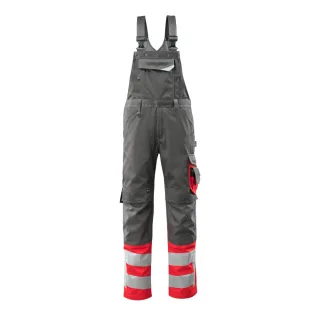 MASCOT Sunderland Latzhose mit Knietaschen SAFE SUPREME Dunkelanthrazit / Hi-vis Rot 68 - 15669-860-18222-82C68