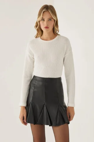 Rundhals-Jersey-Top