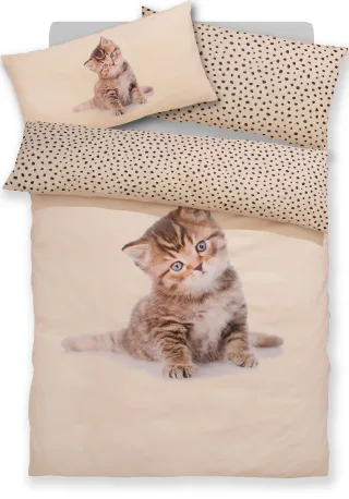 OTTO home Bettwäsche "Lyki" 2 Stk. ab Größe 135x200 cm, 100% Polyester, Katze, Pferd, Löwe, Pinguin