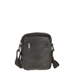 Umhängetasche Damen und Herren praktische Fächer Leder schwarz 19x22x6cm | Bear Design Leonardo. Kompakte Schultertasche für eine organisierte Struktu