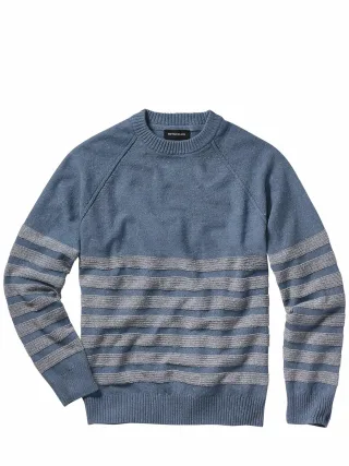 Mey & Edlich Herren Kringel-Pullover Blau 93 % Baumwolle, 4 % sonstige Fasern, 3 % Polyamid