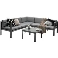 COSTWAY Gartenlounge-Set, Aluminium wetterfest, 6-fach Verstellbar, für Terrasse, Garten