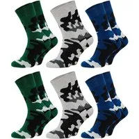Chili Lifestyle Thermosocken OUTDOOR Wintersocken Damen und Herren dicke Baumwollsocken Camouflage (Multipack, 6-Paar, 3 Farbdesigns) Weichbund ohne Gummidruck
