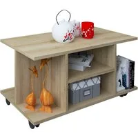 VCM Couchtisch Holz Sofatisch Couchtisch Rollen Findula