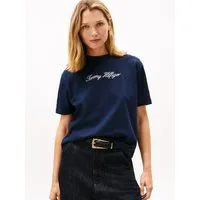 Tommy Hilfiger Kurzarmshirt GOLD BTN SCRIPT MDRN SS TEE mit goldfarbenen Knöpfen