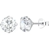 LÖB Paar Ohrstecker Damen Ohrringe 925 Silber Stecker mit Zirkonia Diamant Form Rund Klein (Geschenke für Frauen Beste Freundin Mutter Mama Damen zum Geburtstag Weihnachten Weihnachtsgeschenke), Silberohrringe rhodiniert mit einem Glitzer Stein weiß 