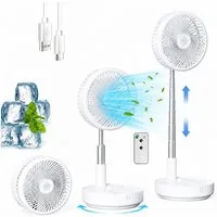 MOPUEA Standventilator Akku-Standventilator Faltbar Höhenverstellbar Fernbedienung Tragbar, Faltbar höhenverstellbar leise Akku Fernbedienung