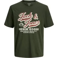 Jack & Jones Rundhalsshirt Jack&Jones T-Shirt Übergröße oliv großer Logoprint