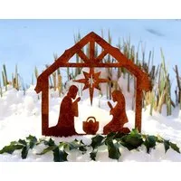 LB H&F Lilienburg Krippe Deko Weihnachten Krippe Metall Rost Garten Stecker Weihnachtskrippe, Advent Figur Figuren Roststecker Rostdeko außen Winter