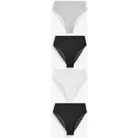 Next High-Waist-Slip Hochbund-Spitzenslips 4er-Pack, hoher Beinschnitt (4-St)