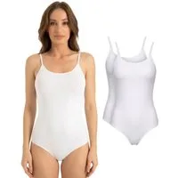fashionshowcase Body Damen Body 2er Pack Bambus Spaghettiträger atmungsaktiv (2-tlg) atmungsaktives Bambusmaterial