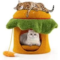 COSTWAY Kratzbaum, Katzenbett, Katzenhaus, mit abnehmbarem Kissen