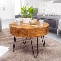 lovingHome® Couchtisch Couchtisch 2 Schubladen Palisander Massivholz 60 x 44,5 x 60 cm (1 Stück, 1 Couchtisch mit 1 Schubladen), in modernem Design