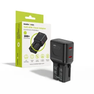 Mobile Origin 45W Travel Adapter EU/US/UK/AU PW26, black