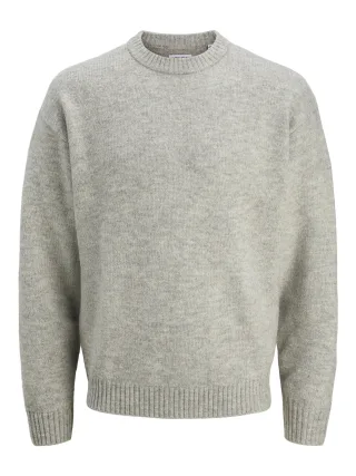 JACK&JONES - JJESOHO OLLIE KNIT CREW NECK SN Light Grey Melange - Gr. - L