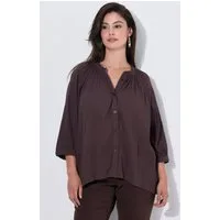 Ulla Popken Longbluse Krepp-Bluse oversized Stehkragen 3/4-Raglanarm