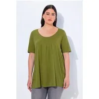 Ulla Popken T-Shirt T-Shirt Zierfalten A-Linie Rundhals Halbarm Modal