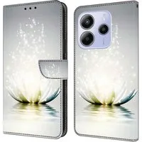 CLM-Tech Handytasche für Xiaomi Redmi Note 14 5G Hülle aus PU-Leder Klapphülle (Lotus Lampe, Handyhülle mit Standfunktion - Wallet Flip Case inklusive Kartenfächer), Cover mit Magnetverschluss Xiaomi Redmi Note 14 5G Schutzhülle