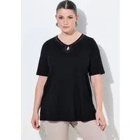 Ulla Popken T-Shirt T-Shirt Ziersteine V-Ausschnitt Halbarm