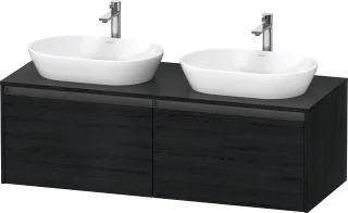 Duravit Ketho.2 Konsolenwaschtischunterbau wandhängend Eiche Schwarz Matt 1400x550x459 mm - K24888B1 K24888B16160000