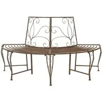 vidaXL Gartenbank Baumbank 4-Sitzanzahl 160 x 80 x 89 cm Stahl Antikbraun (1-St)