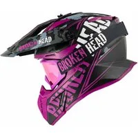 Broken Head Motocrosshelm Squadron Rebelution Pink + MX-2 Brille Pink (Mit MX-2 Brille Pink Verspiegelt), Zwei Verschlüsse