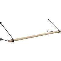 SO-TECH® Wandgarderobe 260 x 250 mm mit Ø 30 mm Kleiderstange aus Holz (Spar-Set, 1 St), Rohstahl lackiert mit 50 cm Garderobenstange aus Eiche