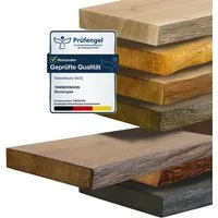 tømmermann Wandregal Schweberegal Holzregal mit Baumkante - Hängeregal aus Massivholz Eiche, Komplett-Set