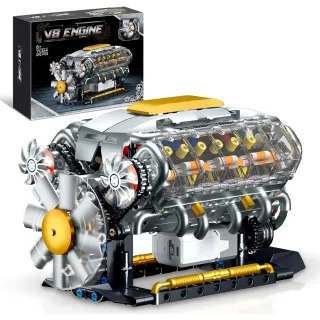 GQ 3053 MOC V8 Engine Model Bilding Blocks Brick Assembly Kit 692PCS Excellent STEAM Science Education Discovery Toys Ch