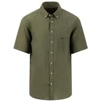 FYNCH-HATTON Kurzarmhemd Summer Linen, B.D., 1/2 dusty olive