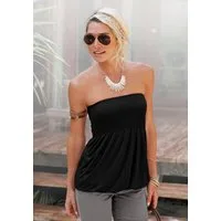 LASCANA Bandeautop mit breitem Smokeinsatz und Gummizug schulterfreies Sommertop, elastisches Jerseytop, trägerloses Strandtop