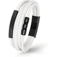 UNIQAL.de Lederarmband Herren "SHAPE" handgefertigt, geflochten, verstellbar (Klassisch, casual, elegant), aus Rindsleder, Edelstahl-Magnetverschluss mit Verlängerungsglied