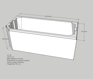 Neuesbad Wannenträger für Bette Profi-Form (g) 160x75 Kopfende re/Fußende li SW13558