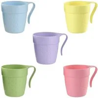 Engelland Kinderbecher Plastikbecher mit Henkel, 5-tlg., Kunststoff, BPA-frei, mit Henkel, bunte Mischung, 0,33 Liter