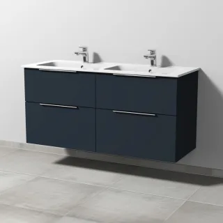 Sanipa 3way Waschtischunterbau zu Duravit ME by Starck Waschtisch mit 4 Auszügen, Marine-Matt UP7281R