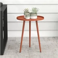 Outsunny Gartentisch wetterfest, mit erhöhtem Rand, aus Stahl, rund (Balkontisch, 1-St., Beistelltisch Garten), 20kg belastbar, Ø40x50H cm, für Outdoor Indoor Balkon Terrasse Rot