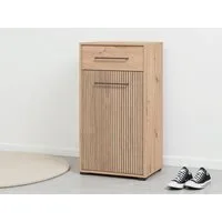 Home affaire Schuhschrank Landes, Schuhkommode, Schuhregal, mit einer Schublade, Höhe 102 cm Artisan Eiche, Fron mit schwarzen Streifen, mit 1 Tür, 1 Schubkasten