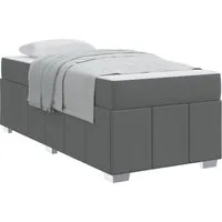 vidaXL Bett Bettrahmen mit Matratze Dunkelgrau 90 x 200 cm Stoff (1-tlg)