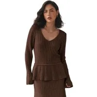 LAURA ASHLEY V-Ausschnitt-Pullover Laura Ashley V-Ausschnitt-Pullover mit Schößchen (1-tlg)