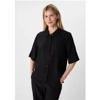 comma Kurzarmbluse Bluse Strukturierte Hemdbluse im Relaxed Fit