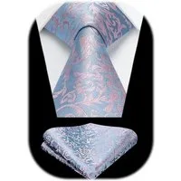 LuxusKollektion Krawatte Krawatte Herren Hochzeit Paisley Einstecktuch Set N-Blau&Rosa