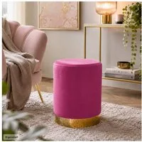 HTI-Living Polsterhocker Hocker Reese Velvet Pink (1 Stück, 1 St., 1 Hocker), Sitzzylinder mit samtiger Oberfläche und goldenem Sockel