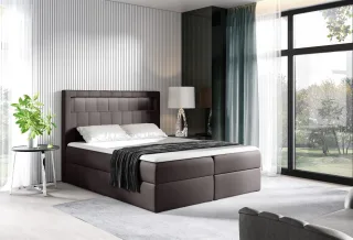 Boxspringbett Schlafzimmerbett STORM 120x200cm Kunstleder Schokoladenbraun in...