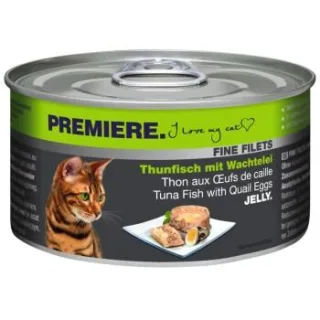 PREMIERE Fine Filets Nassfutter Katze Adult Jelly Thunfisch mit Wachtelei 24x100 g