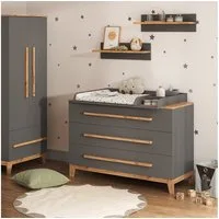 VitaliSpa® Wickelkommode Malia, Grau/Artisan/Artisan, 133.2 x 98 cm mit 3 Schubladen