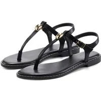 French Connection Zehentrenner, offener Schuh, Sommerschuhe Sandale mit goldfarbenen Verzierungen VEGAN