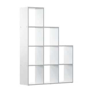 Vicco Treppenregal, Weiß, Holzwerkstoff, 9 Fächer, Rechteckig, 103.5x144x29 cm, Wohnzimmer, Raumteiler & Paravents, Raumteiler
